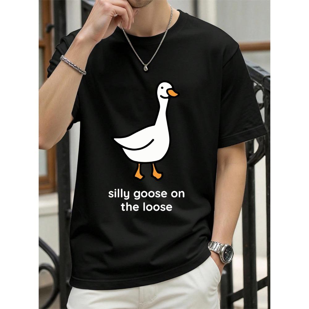 Sillu Goose On The Loose Printed T-Shirts Women Summer Cotton Short Sleeve T Shirt O-Neck Soft Oversize Tops Basic Woman Clothes