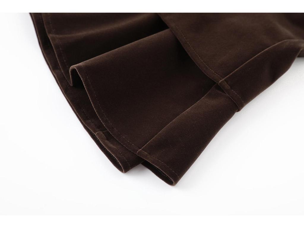 Retro Velvet Pleated Cake Skirt - Women's Short Skirt, Spring 2026 Petite Christmas Collection, Style R96C011A