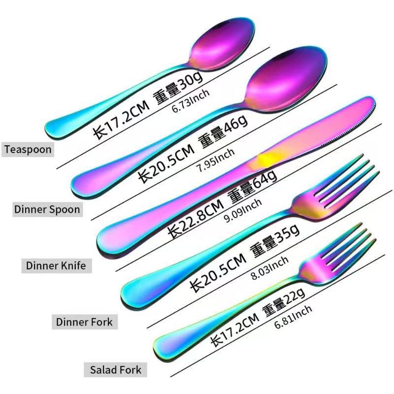 European Style Titanium Black Stainless Steel Cutlery Set - 4-Piece Knife, Fork, Spoon Gift Set