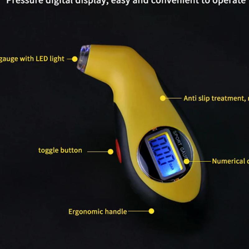 Car Tire Digital Barometer LCD Electronic Tester Digital Tyre Air Pressure Gauge Yellow Tire Manometer Barometers Tester Tool