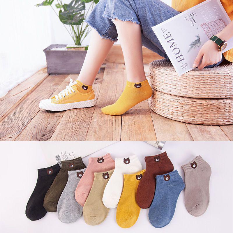 Women's Cute Cartoon Bear Pattern Low Cut Cotton Socks