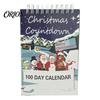 Compact Holiday Calendar 2027 Christmas Advent Countdown Calendar, 100 Days Desktop Paper Flip Desk for Home Office Decor Festive