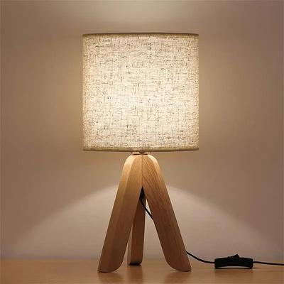 Holzstativ Stoffkunst Stehlampe Nordischer Landhausstil Schlafzimmer Arbeitszimmer Büro Schreibtischlampe E27 Glühbirne Atmosphäre Warme Heimbeleuchtung