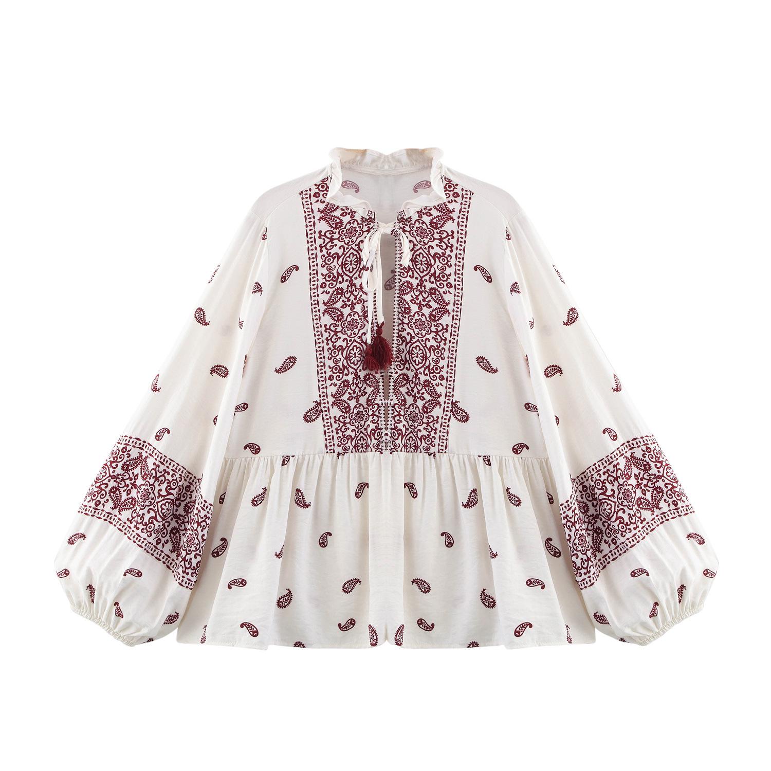 

Женская рубашка в европейском и американском стиле, весенняя мода 2025, с принтом XS