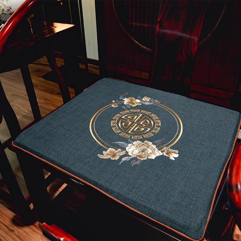 Red Sandalwood Dining Chair Cushion - Thickened Autumn/Winter Pad for New Chinese Style Solid Wood Chair