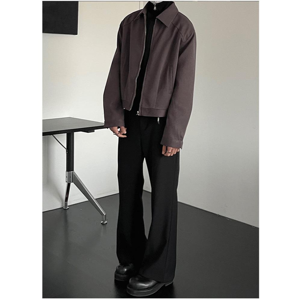 Korean Style High-End Men's Retro Lapel Jacket Coat - 3D Cut Solid Color