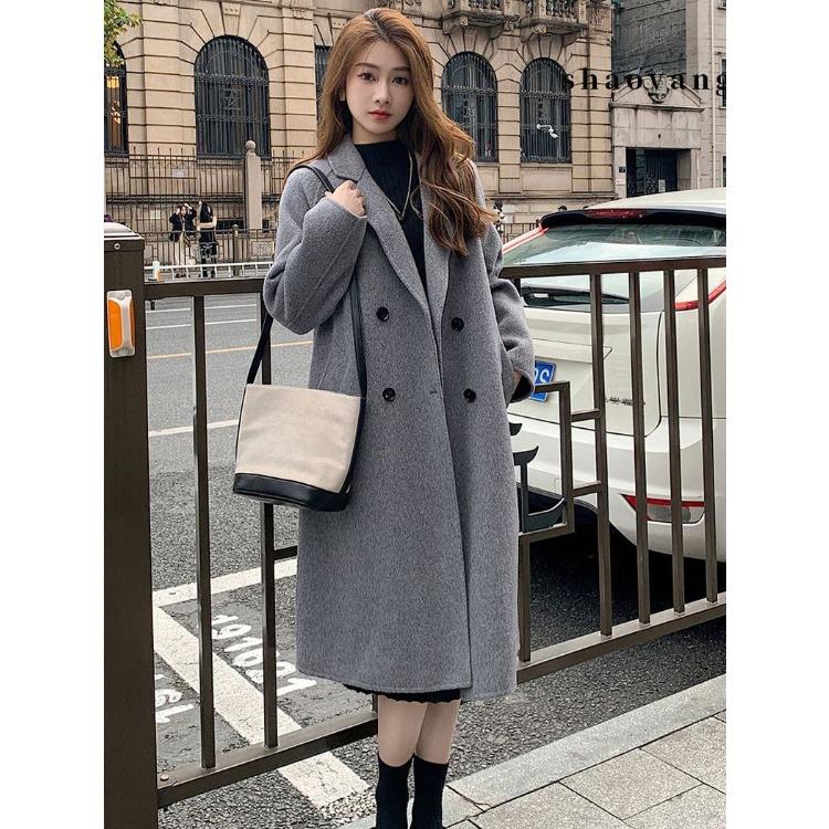 Grey Long Coat Korean Fashion Korean Style Gray Tweed Coat With