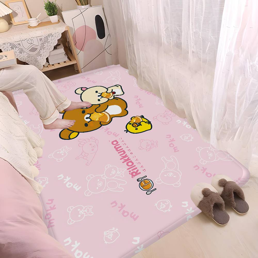 Kawaii Rilakkuma Bear Room Mats Washable Non-Slip Living Room Sofa Chairs Area Mat Kitchen Alfombra