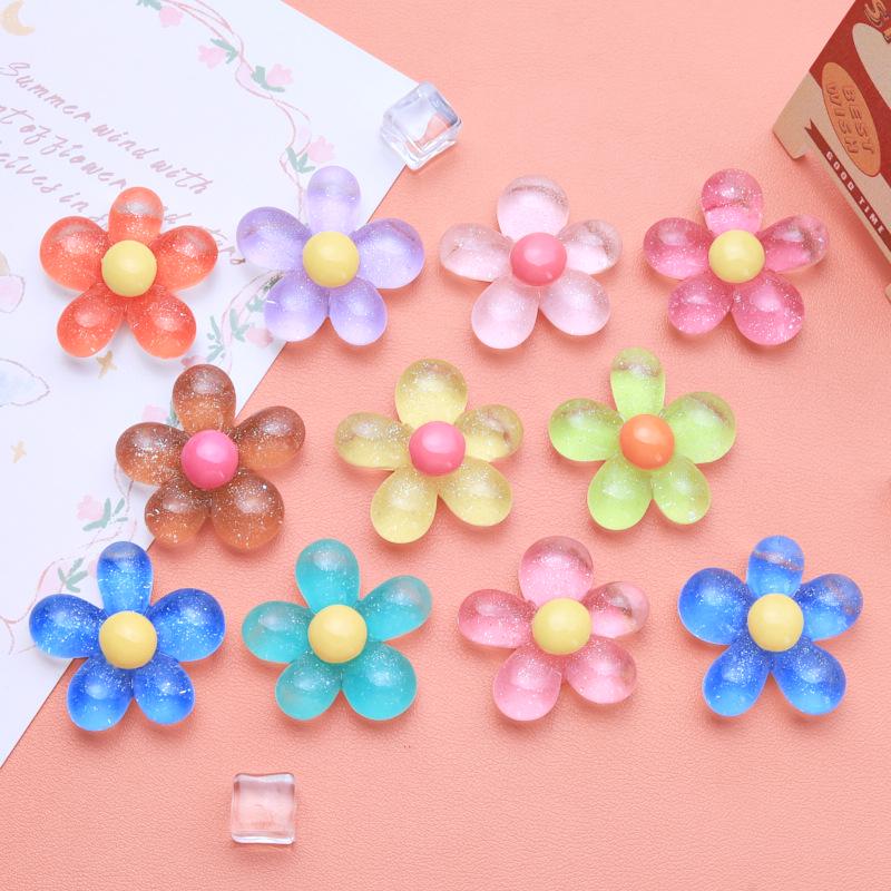 Ice-Clear Glitter Five-Petal Flower Medium DIY Jewelry Hair Clip Resin Kit
