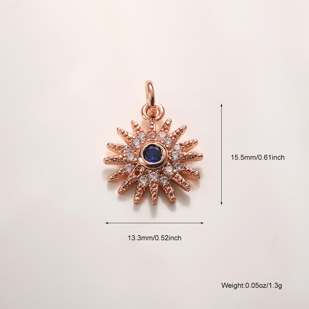 Trendy Sun Pendant Copper Gold-Plated Drip Oil DIY Jewelry: Necklace, Bracelet, Earring Accessories for Women
