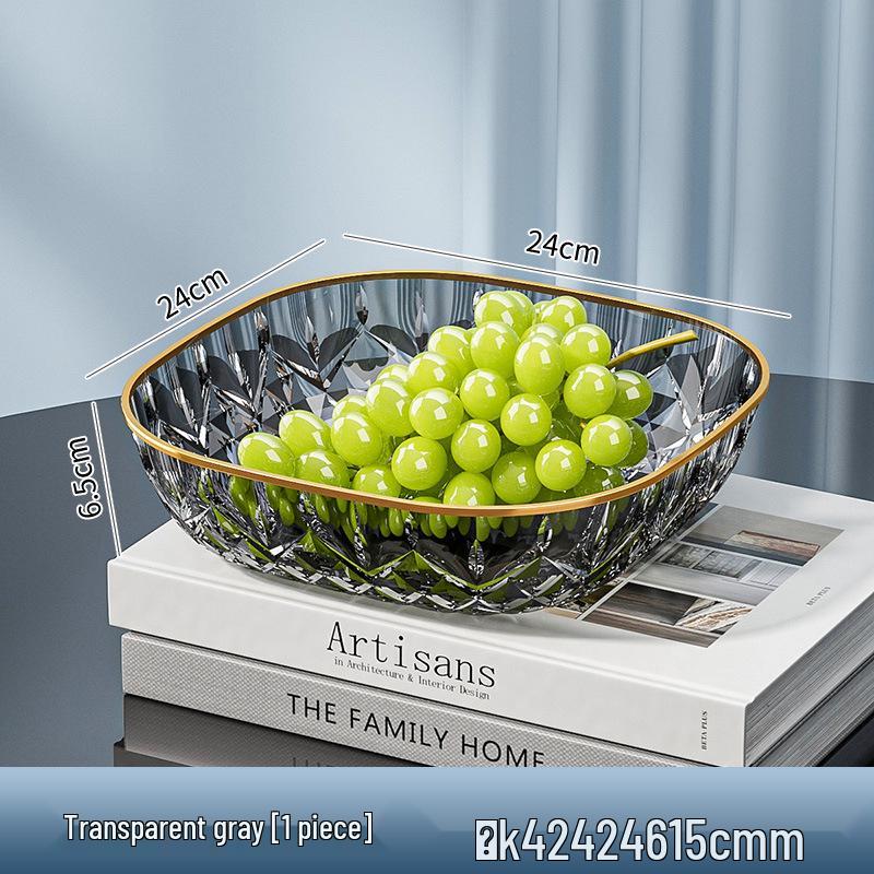 Elegant Transparent High-Value Plastic Fruit and Snack Bowl - Drop-Resistant PET Diamond Crystal Design