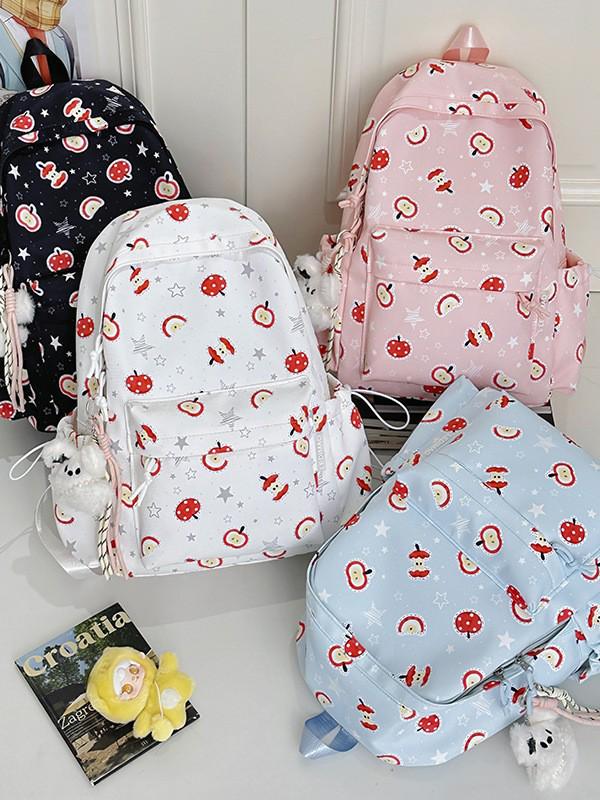 Lightweight Cute Print Backpack for Middle & High School Girls: Large Capacity