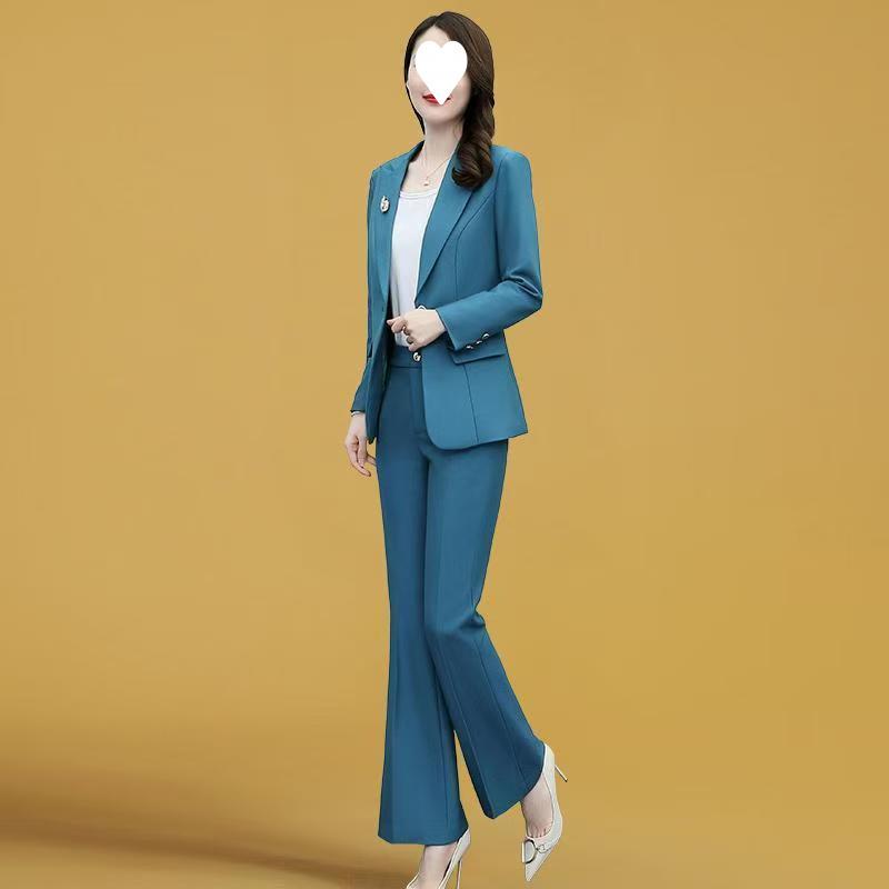 Spring 2025 Slim Fit Fashion Suit: Women's Two-Piece Set with Micro Flare Pants
