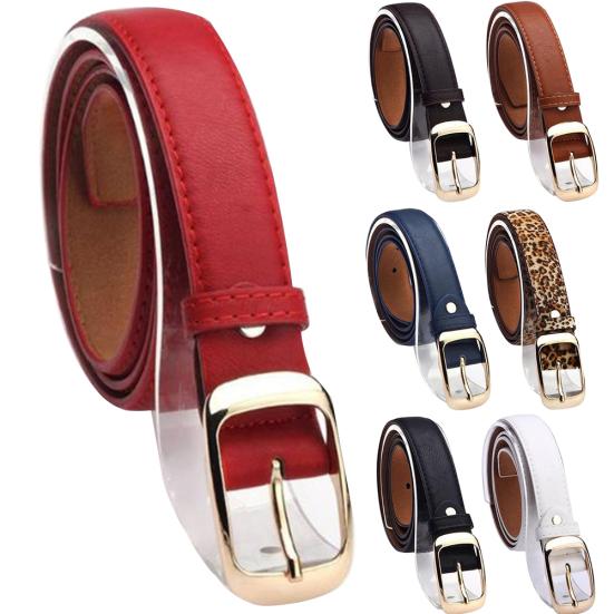 Fashion Women Faux Leather Solid Color Leopard Print Waist Belt Strap Waistband