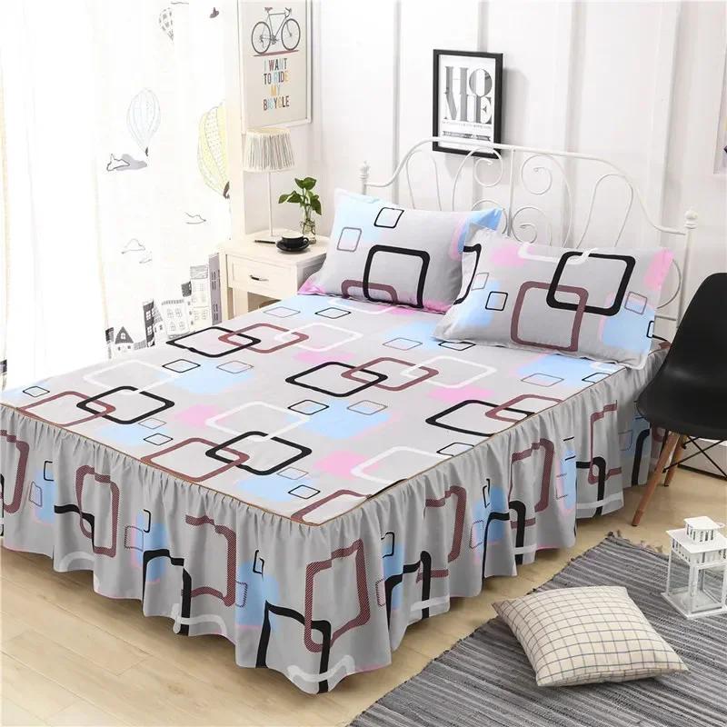 Bed Skirt Cotton Bedspread Set Embroidery Bed Dress Pillow Cases 3 Pieces/Set For King/Queen Double 1.5/1.8/2M Sheet Cover
