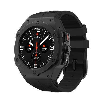 Luxury Metal Modification Kit for Samsung Galaxy Watch Ultra 47mm Carbon Case Rubber Strap for Galaxy Watch 7 Ultra 47mm