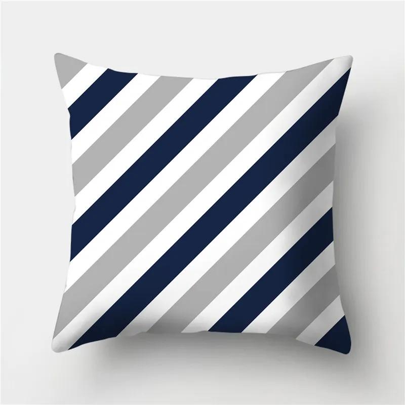 Geometric Cushion Cover 45x45 Polyester Blue Grey Pillow Covers Decorative Sofa Cushions Throw  Home Decor Cases