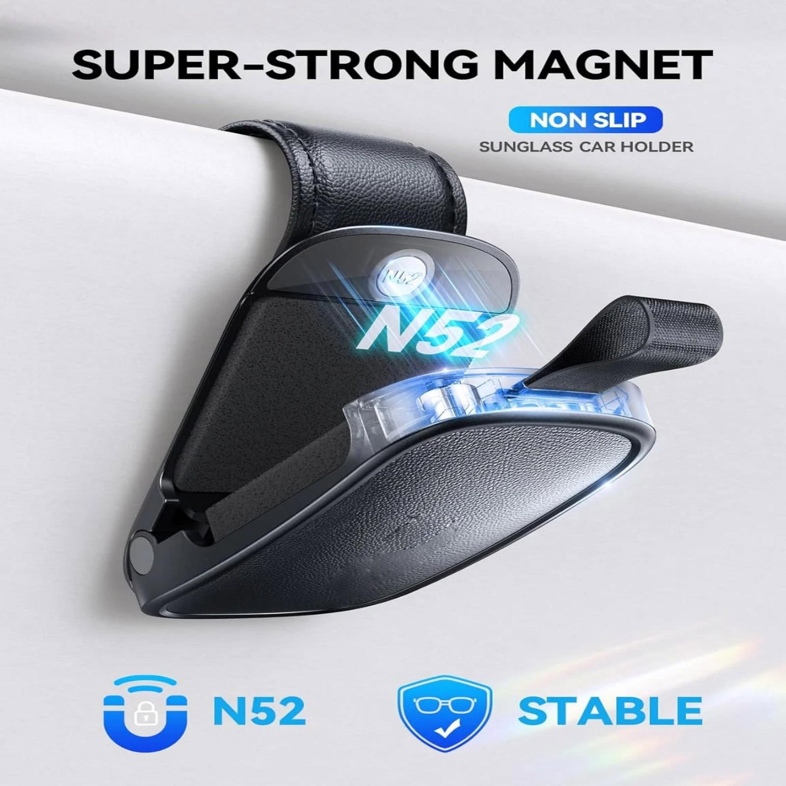 

Car Glasses Holder Magnetic Leather Glasses Holder Car Universal Exquisite Small Glasses Holder One Size