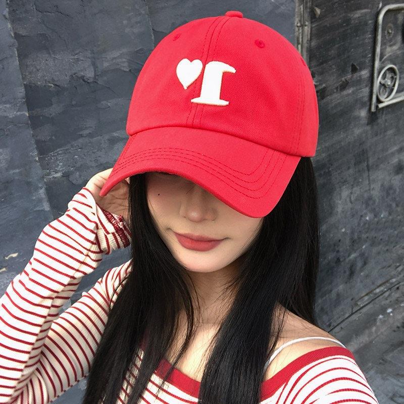 Spring And Summer Love Embroidery Soft-Top Baseball Cap For Women Showing Their Faces, Small Trendy Brand Sunshade Cap For Men