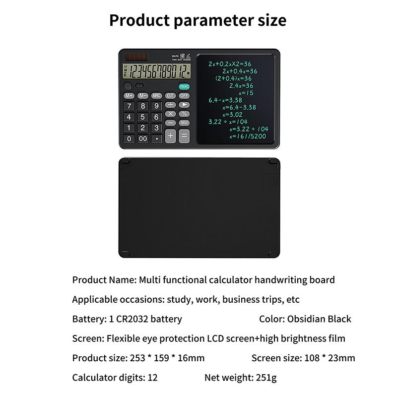 Scientific Calculator With Writing Drawing Tablet Portable 12Digit Lcd Large Display Calculator For Math Study Office Draft Memo