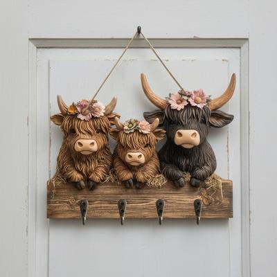 Wooden Wall Mount Entryway Key Rack 2D Flat Decorative Key Holder Easy Installation Key Rack for Door Bathroom Kitchen