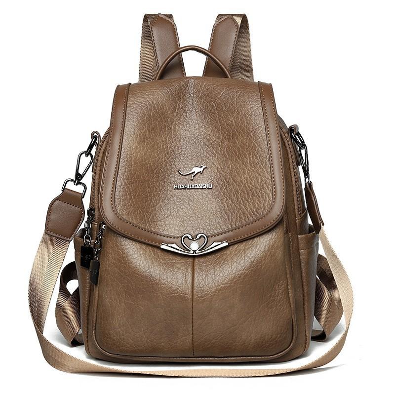 Schoolbag Wholesale 1011 New Large Capacity Women's Leather Texture Women's Backpack Soft Leather Multi-purpose Middle-aged Women's Bag Mother Bag
