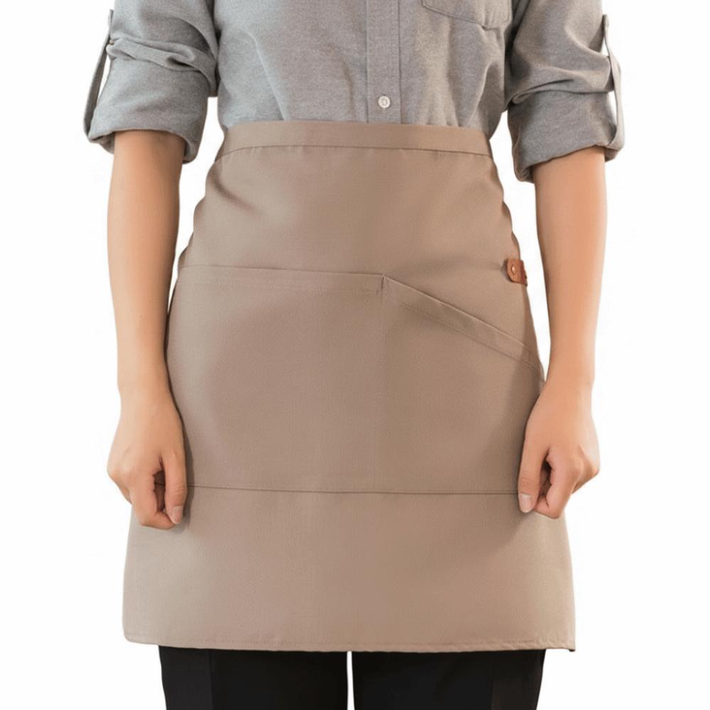 High Quality Solid Color Canvas Half Apron Stain-Resistant Waterproof Kitchen Apron with Pocket Waiter Apron Unisex абрикосовый