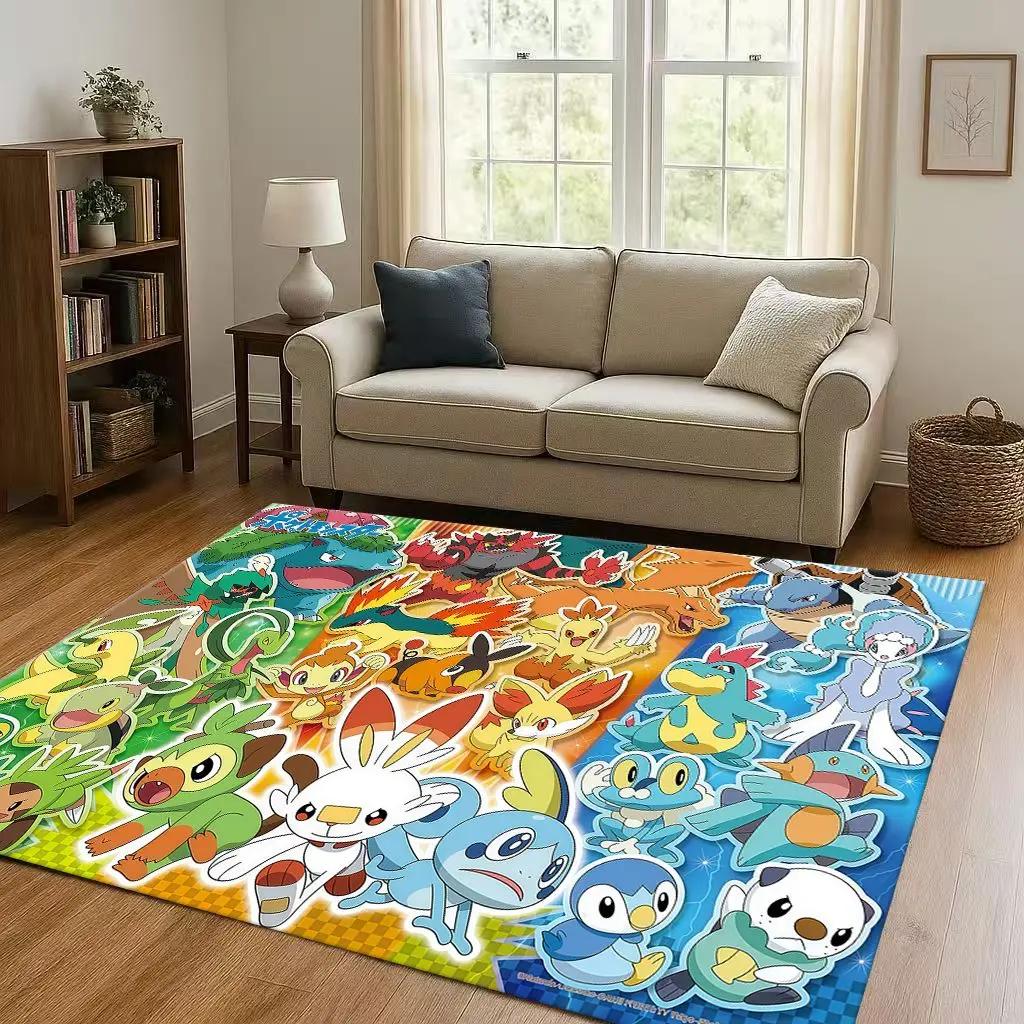 2026 Pokemon Pikachu Cartoon Christmas Living Room Non-Slip Area Rug Carpet For Bedroom Playroom Sofa,Home Decor Doormat