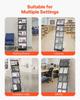 Brochure Display Rack, Foldable 5 Pockets Magazine Literature Display Stand, Movable Floor Standing Magazine Rack with Wheels, Metal Newspaper Catalog