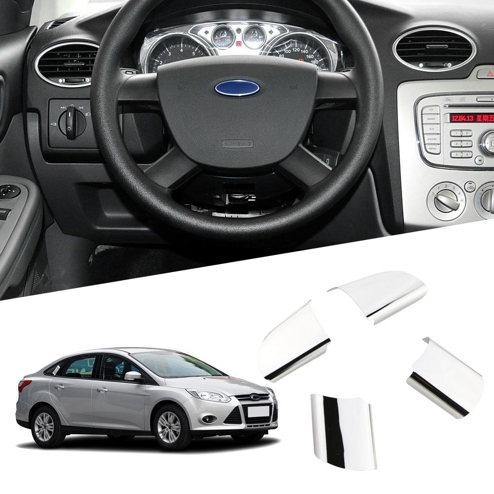Stainless Steel Steering Wheel Decoration Cover Trim Sticker for Ford Focus 2 MK2 2005 - 2011 Car Sticker Auto Accessories