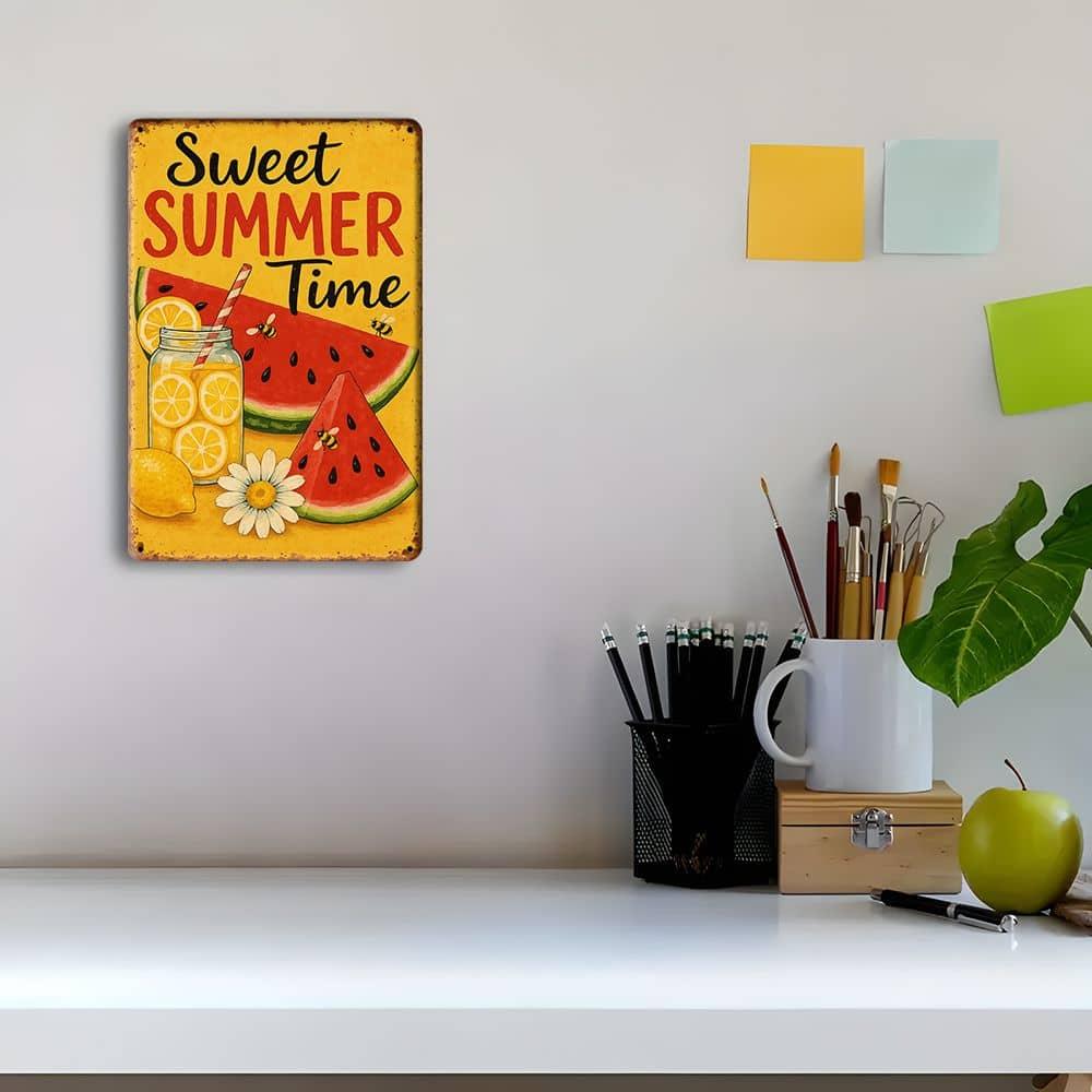 Vintage "Sweet Summertime" metal sign, 8x12 inch.