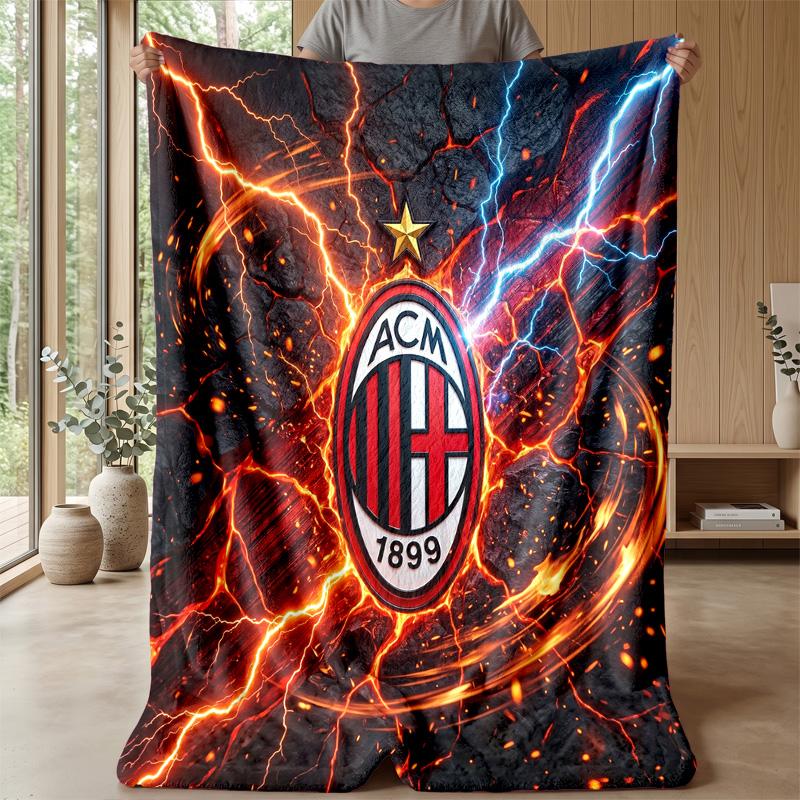 AC Milan Theme Blanket Soft Flannel Blanket Plush Throw Blanket Cozy Sofa Bed Blanket for Home Decor