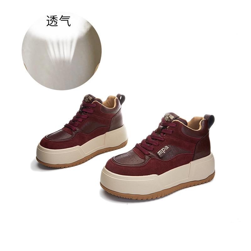 

Кожаные высокие кеды, маленькие белые туфли, женские, 2025 весна, новые, на толстой подошве, увеличивающие рост, повседневные, модные, универсальные, ретро, женские туфли 40