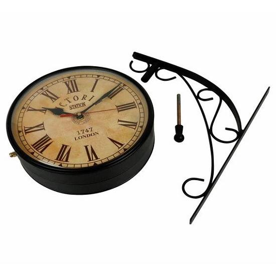 Black Analog Railway Clock, Analog 30cm X 32cm 8 Inches Dia Wall Clock, Analog Wall Clock, Double Sided Clock, Platform Clock, Station Clock