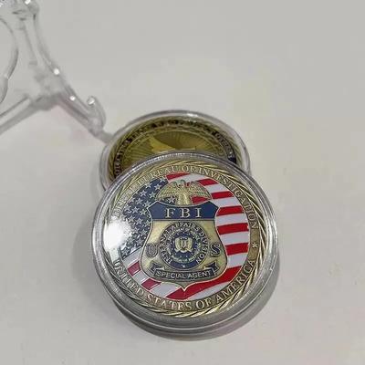 United States Federal Bureau of Investigation Souvenir Gold Plated Coin Collection ST. Micheal Commemorative Coin Challenge Coin