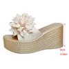 Fashion Flower Decor Wedge Sandals Women 2025 Summer Chunky Platform Beach Slippers Woman Plus Size Fashion Thick Bottom Sandalias Mujer