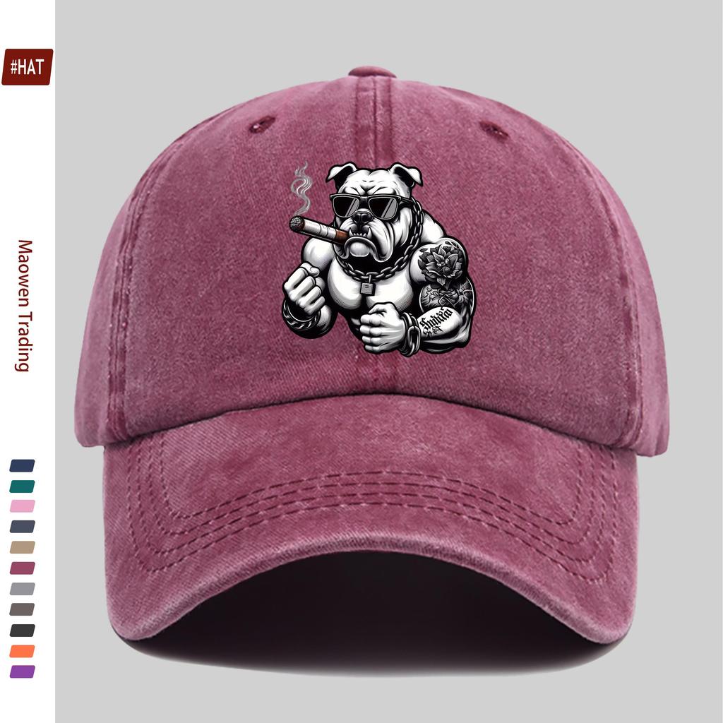 Pc Bulldog Print Trucker Cap Suitable for Dating Outdoor Sports Beach Vacations Parties Adjustable Buckle Strap Lightwei