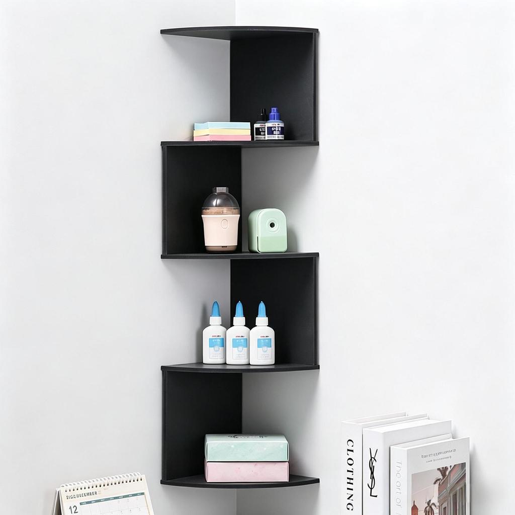 Five-Layer No-Drill Corner Wall Shelf for Bedroom & Living Room