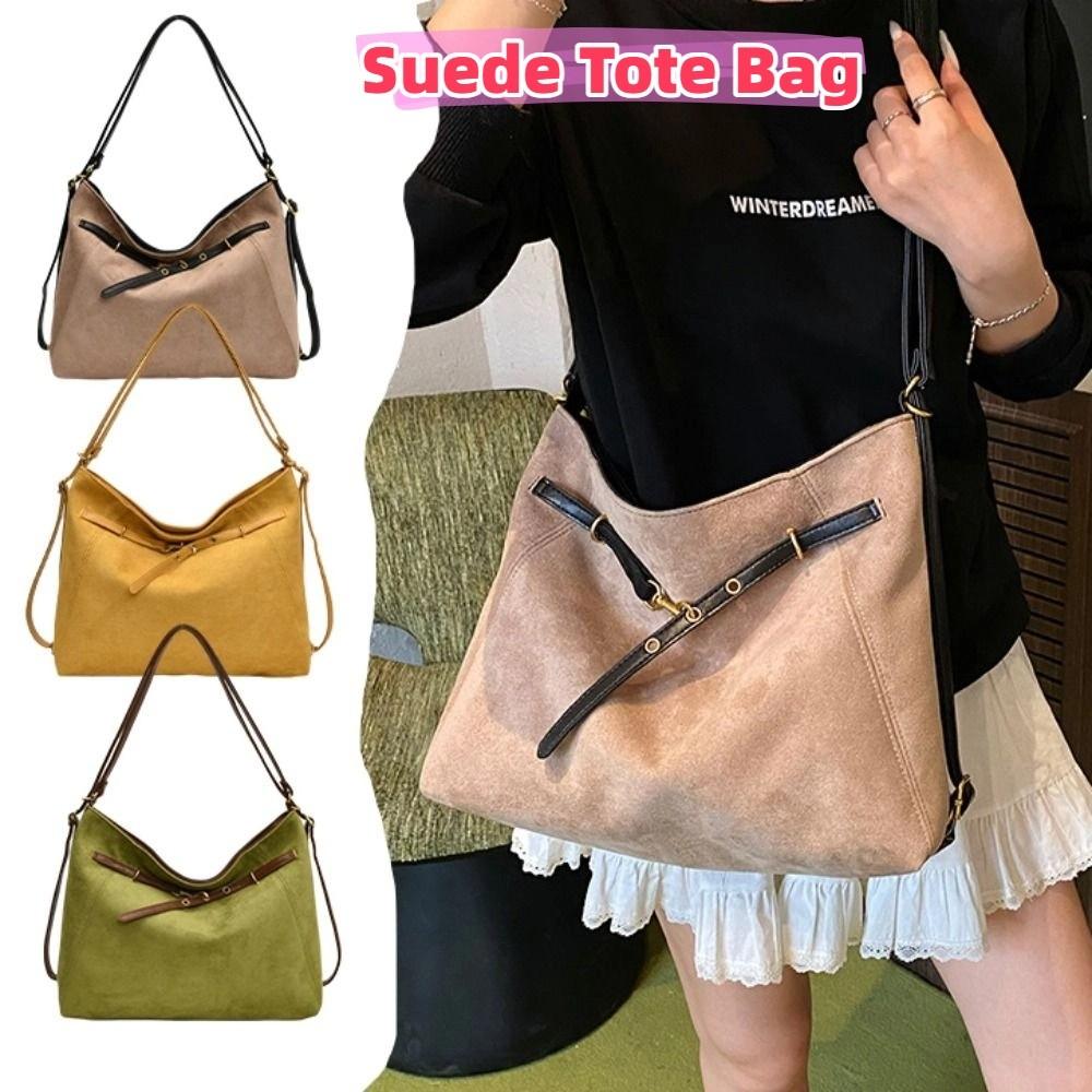Vintage Retro Crossbody Backpack Large Capacity Commuting Shoulder Bag Cute Suede Tote Bag  Holiday