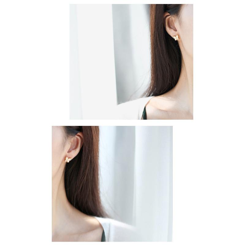 Delicate Exquisite Shell Butterfly Titanium Steel Stud Earrings For Women
