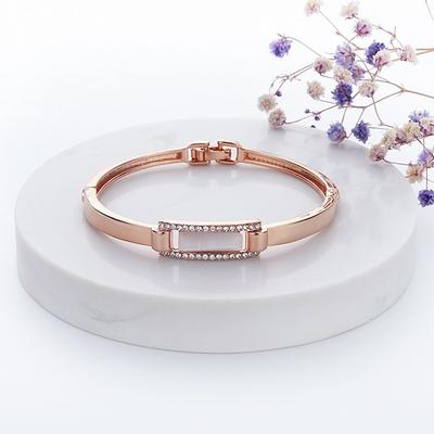 Basic Minimalist Modish Stylish With Rhinestone Bracelets Rose Gold Tone Open Wrist Bracelet Girlfriend Birthday Giveaway Gift Idea Non FadingSimple
