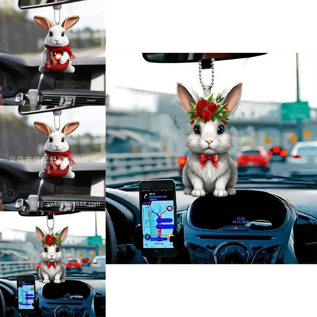 Rabbit Acrylic Stylish Pendant Charming Cartoon Car Decor For Your Vehicle Interior