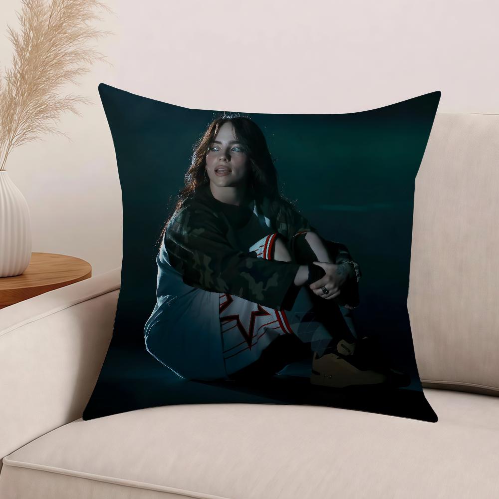 Singer B-Billie E-Eilish Hit Me Hard And Soft Pillow Case Office Cushions Suitable For Sofa Car Bedroom Decorative Cushion Cover