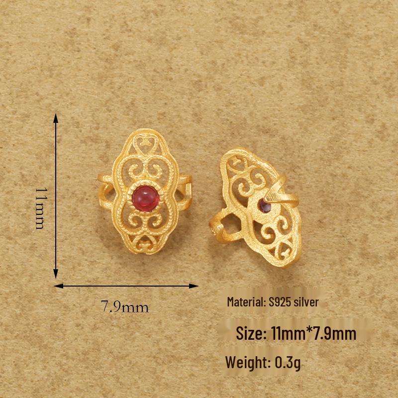 Handmade S925 Silver Ruyi Clasp Bracelet with Jade, Corundum Butterfly Clip, and Decorative Ring - Jewelry Accessory P24