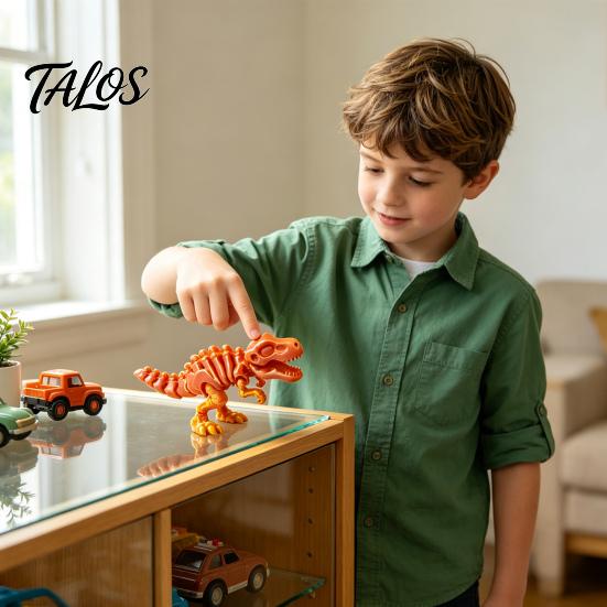 3D Printed Dinosaur Toy Articulated Tyrannosaurus Rex Skeleton Figurine, T-Rex Model with Poseable Action Figure Movable Joints, Dino Educational for