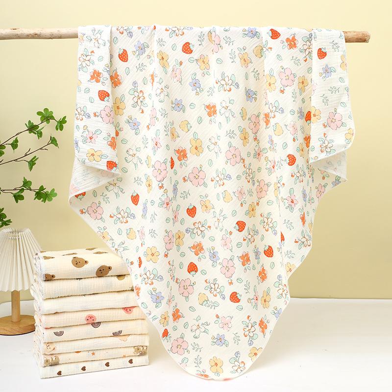 Double-Layer Crinkle Muslin Swaddle Blanket - Soft, Breathable, Skin-Friendly, Comfortable Newborn Towel