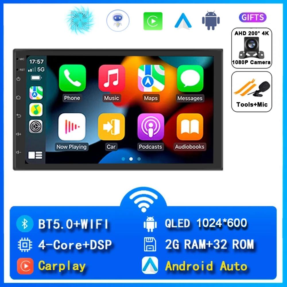 7 Inch 2 Din Android 14 Auto Car Radio Multimedia Video Universal Stereo Carplay GPS For Volkswagen Nissan Hyundai Kia Toyota