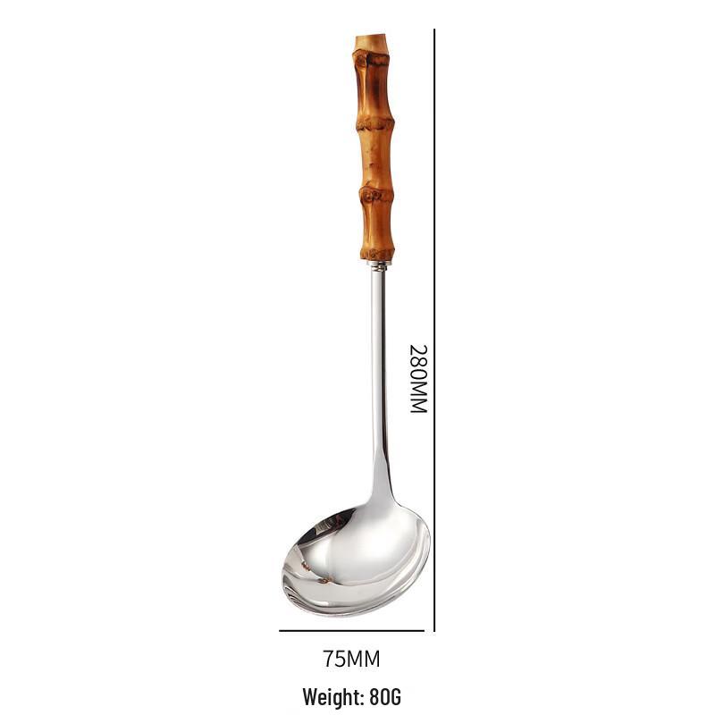 Abay Stainless Steel Hotpot Soup Ladle with Bamboo Handle