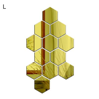 12Pcs Hexagon 3D Art Mirror Wall Stickers Home DIY Decoration