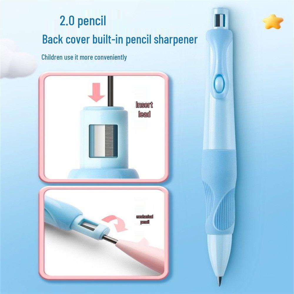 Automatic Pencil with Built-in Sharpener for Young Students: Break-Resistant Lead, Corrects Posture, Ideal for Beginners